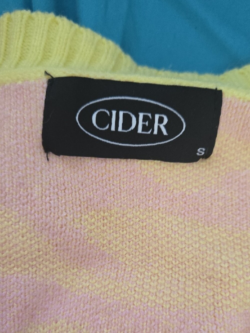 Cider Zebra-Print Colorblock Knit Cardigan in Pink, Green, Yellow - Picture 2 of 3